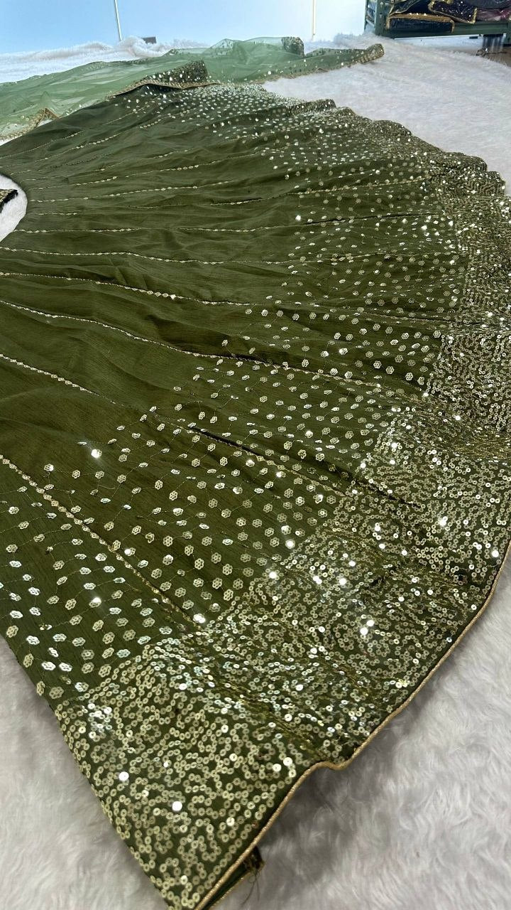 Trending Green Color Lehenga Choli For Wedding