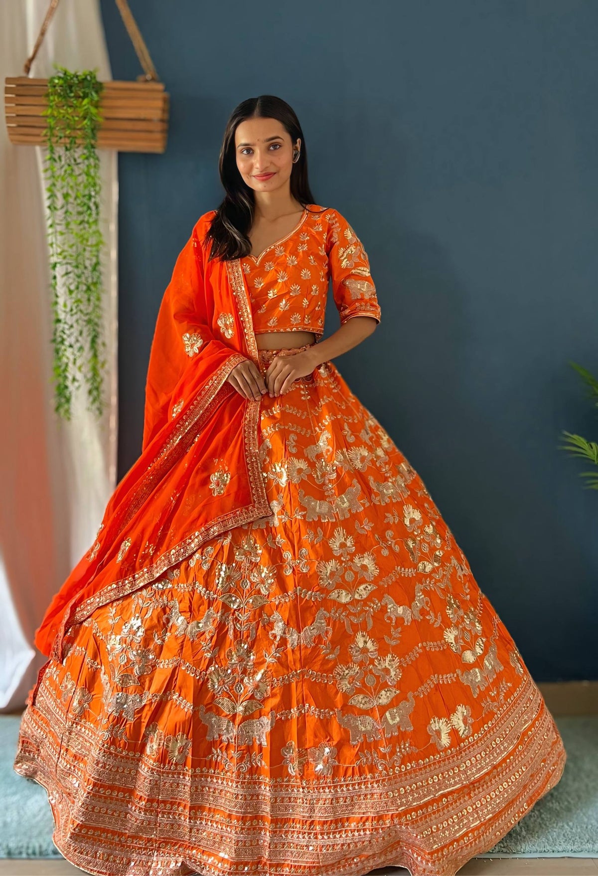 Orange Color Designer Embroidery Lehenga Choli