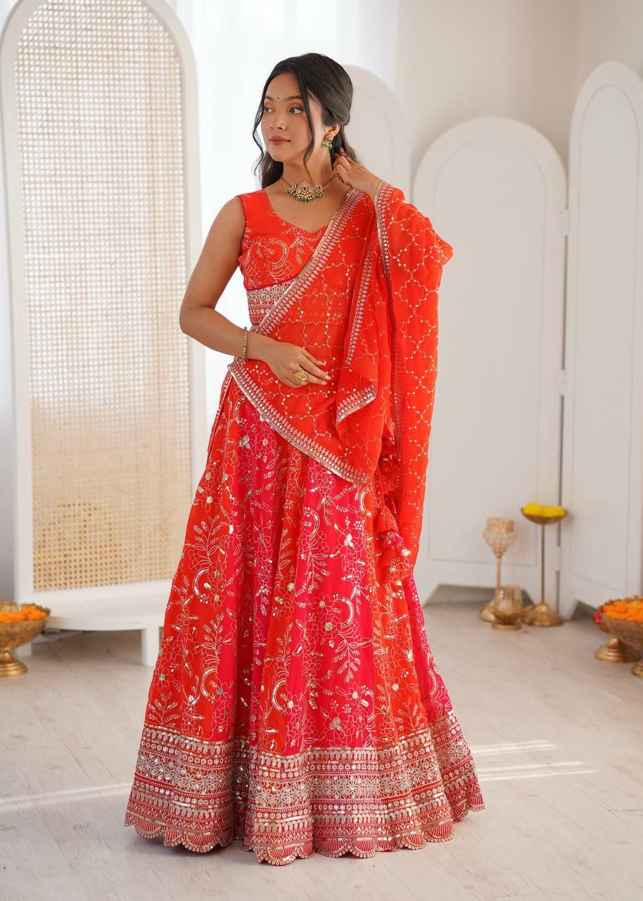 Orange Color Lehenga Choli For Wedding Buy now