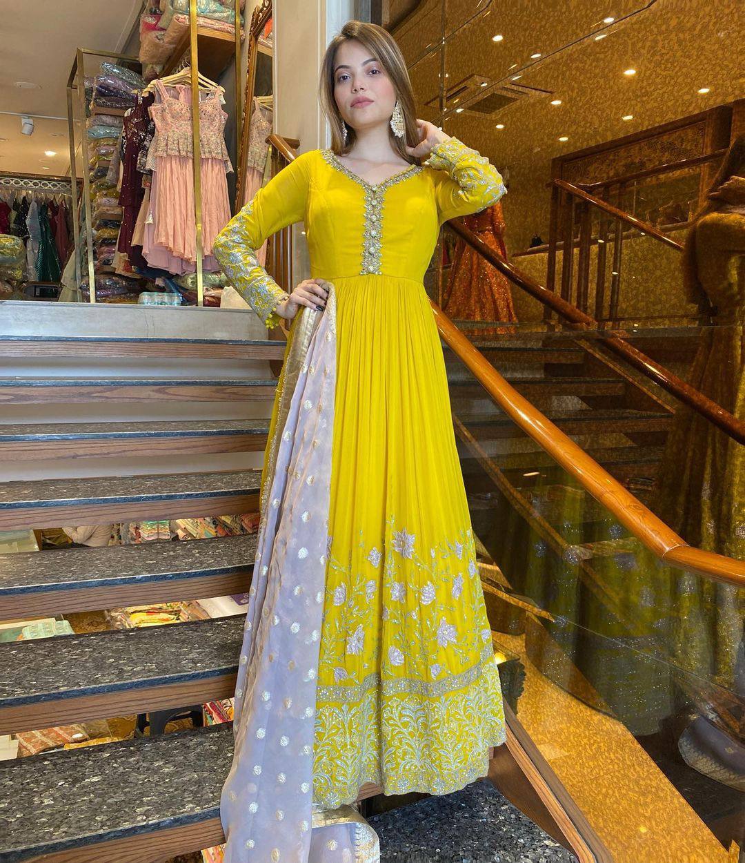 Buy Trendy Yellow Gown Online in India