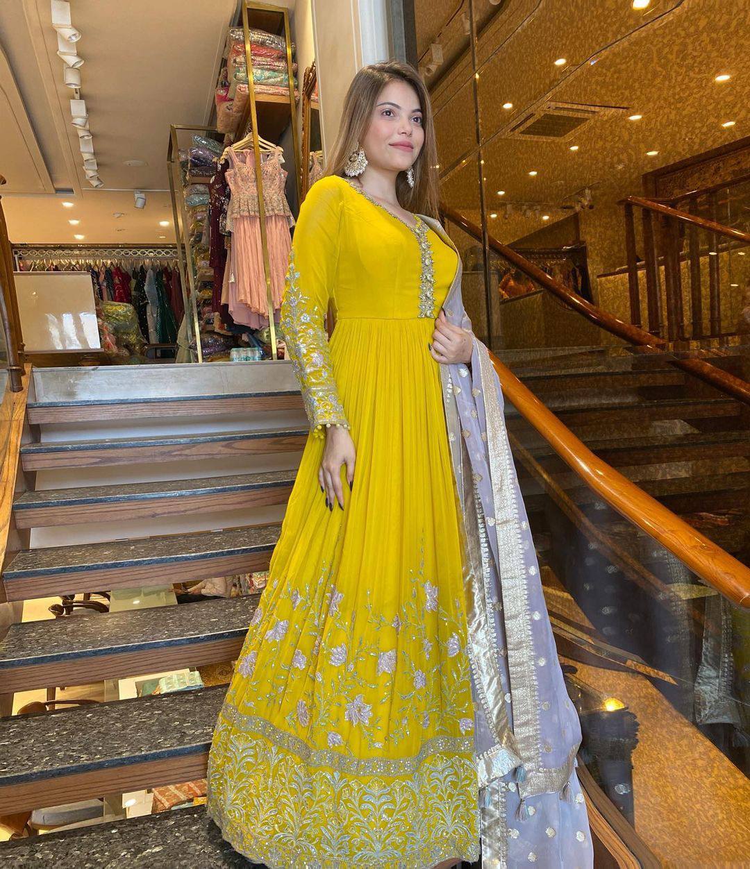 Buy Trendy Yellow Gown Online in India - Joshindia