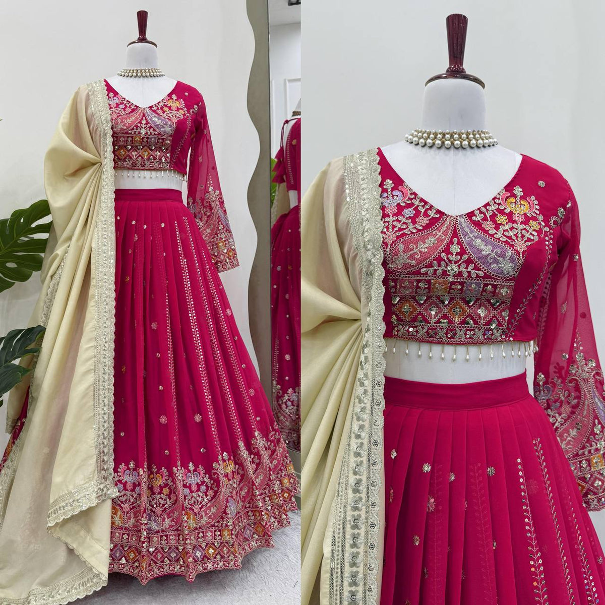 New Pink Georgette Designer Lehenga Choli