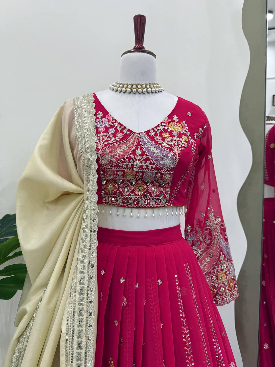 New Pink Georgette Designer Lehenga Choli