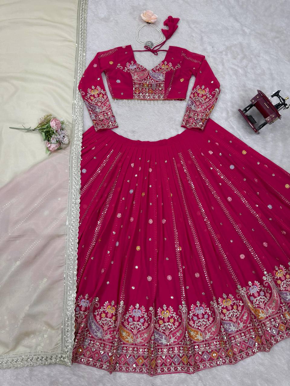 New Pink Georgette Designer Lehenga Choli