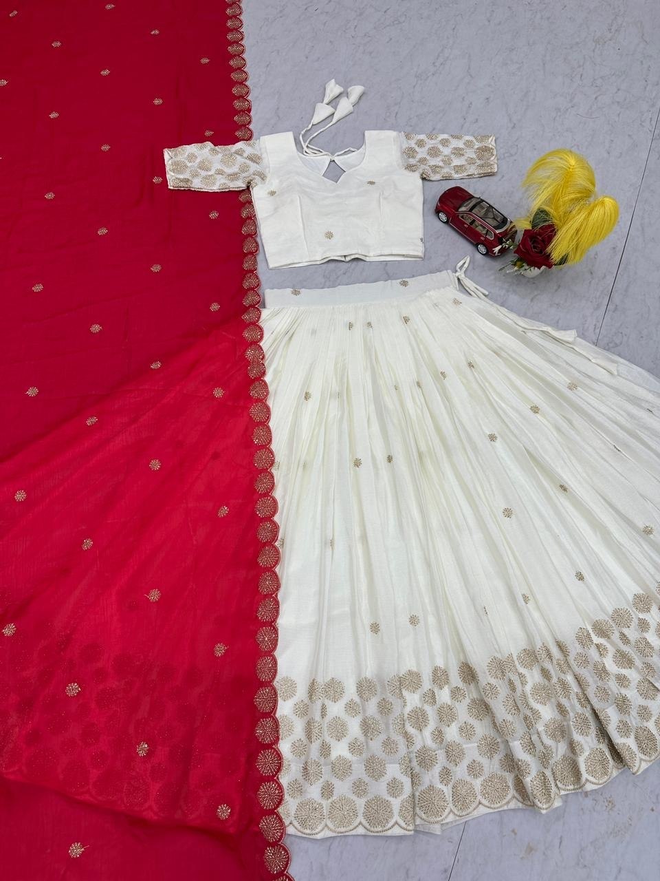 Designer Chinon Lehenga Choli with Embroidery