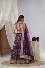 Wine Color Georgette Designer EmbroideryLehenga Choli