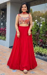 Buy Red Color Designer Georgette Lehenga Choli