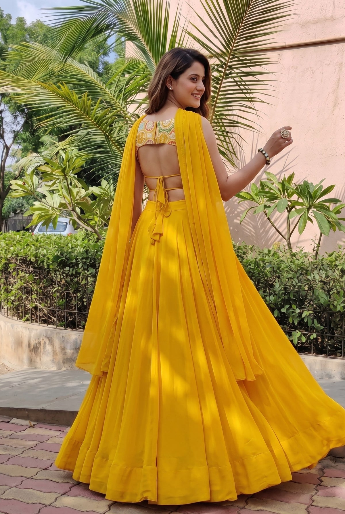 Buy Yellow Color Designer Georgette Lehenga Choli