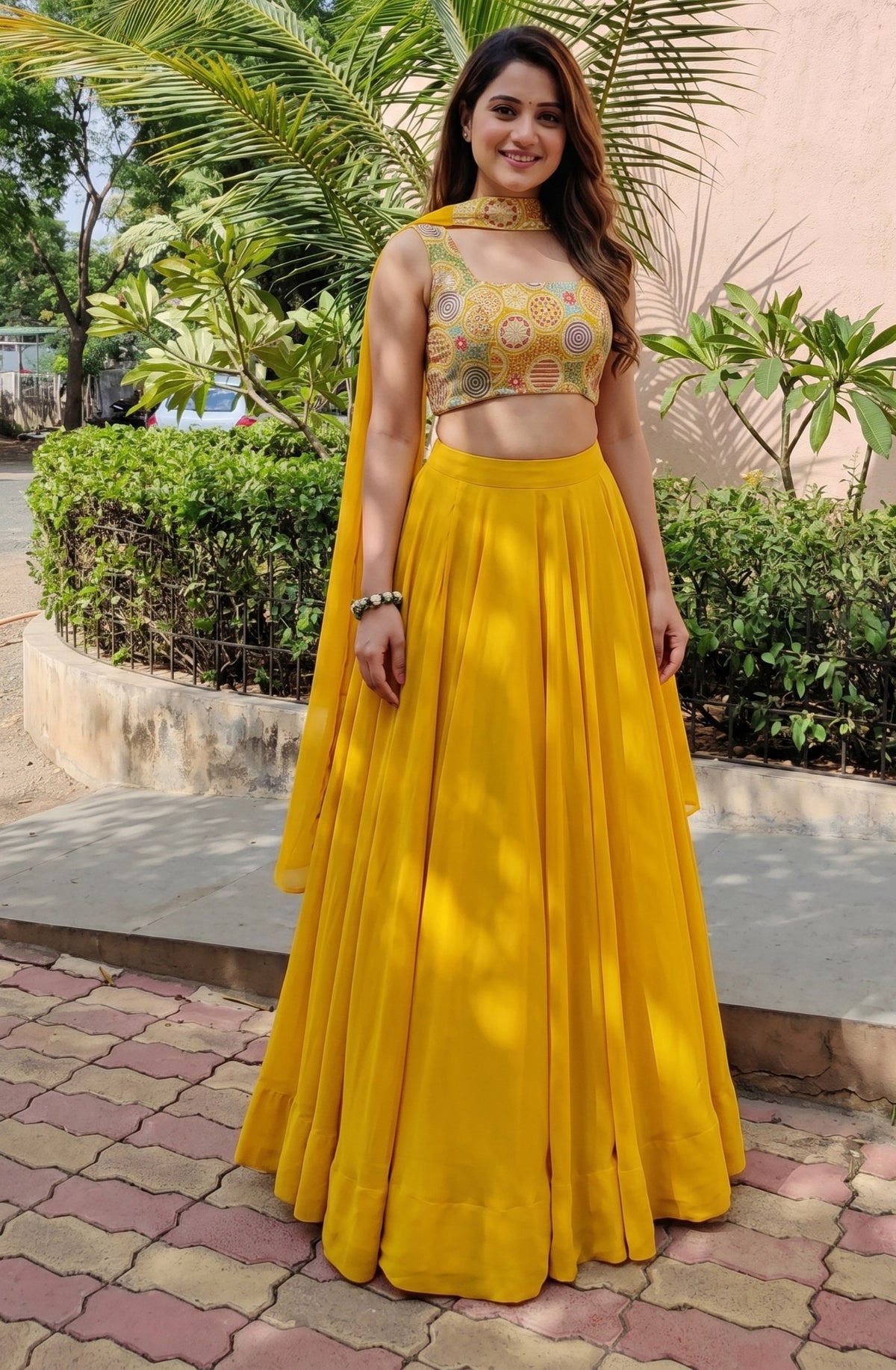 Buy Yellow Color Designer Georgette Lehenga Choli