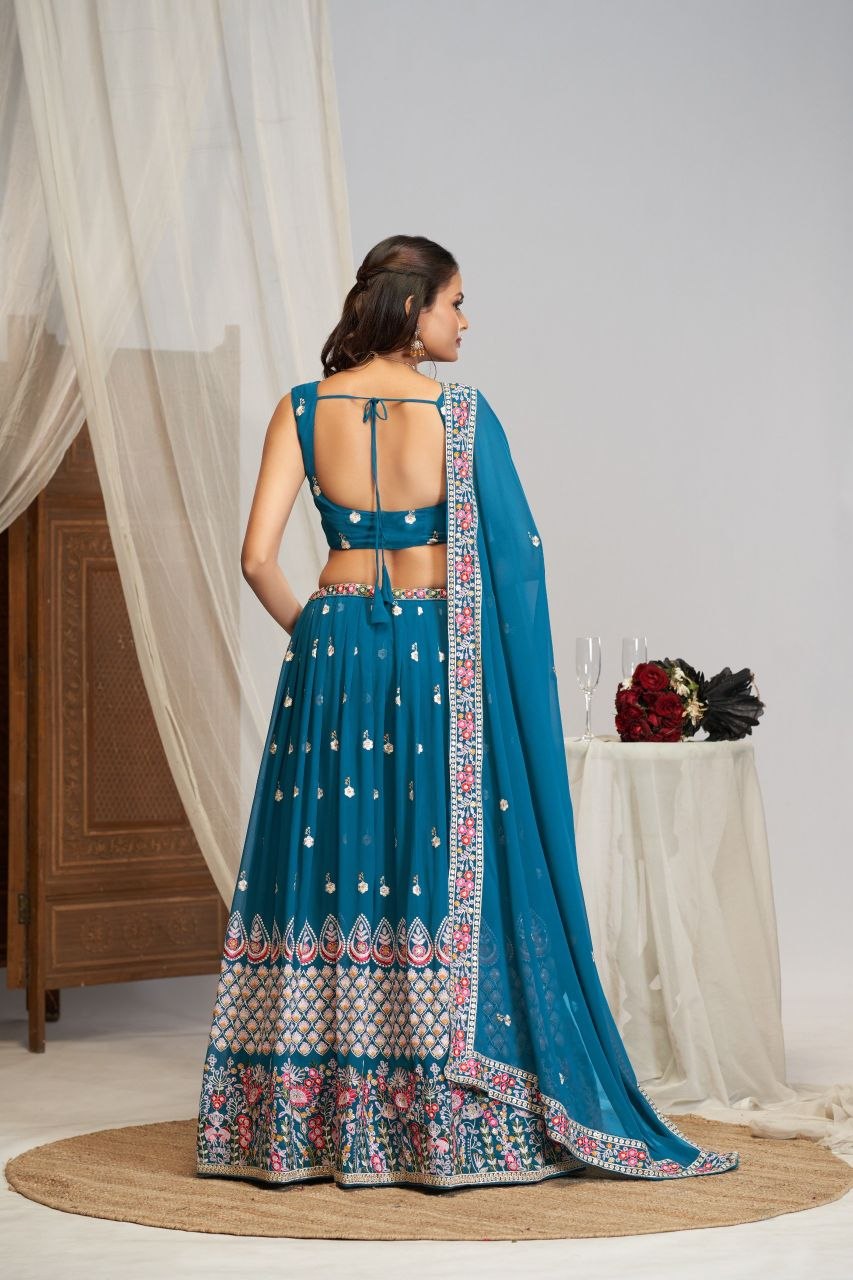 Faux Georgette DesignerEmbroidery Lehenga Choli