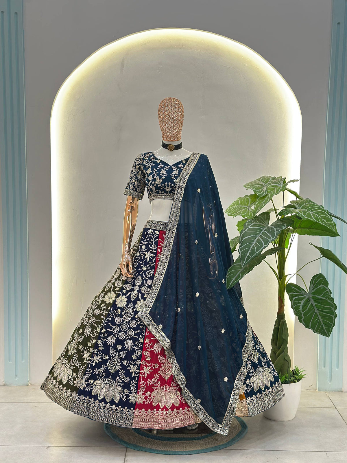 Multi Color Designer Faux Georgette Lehenga Choli