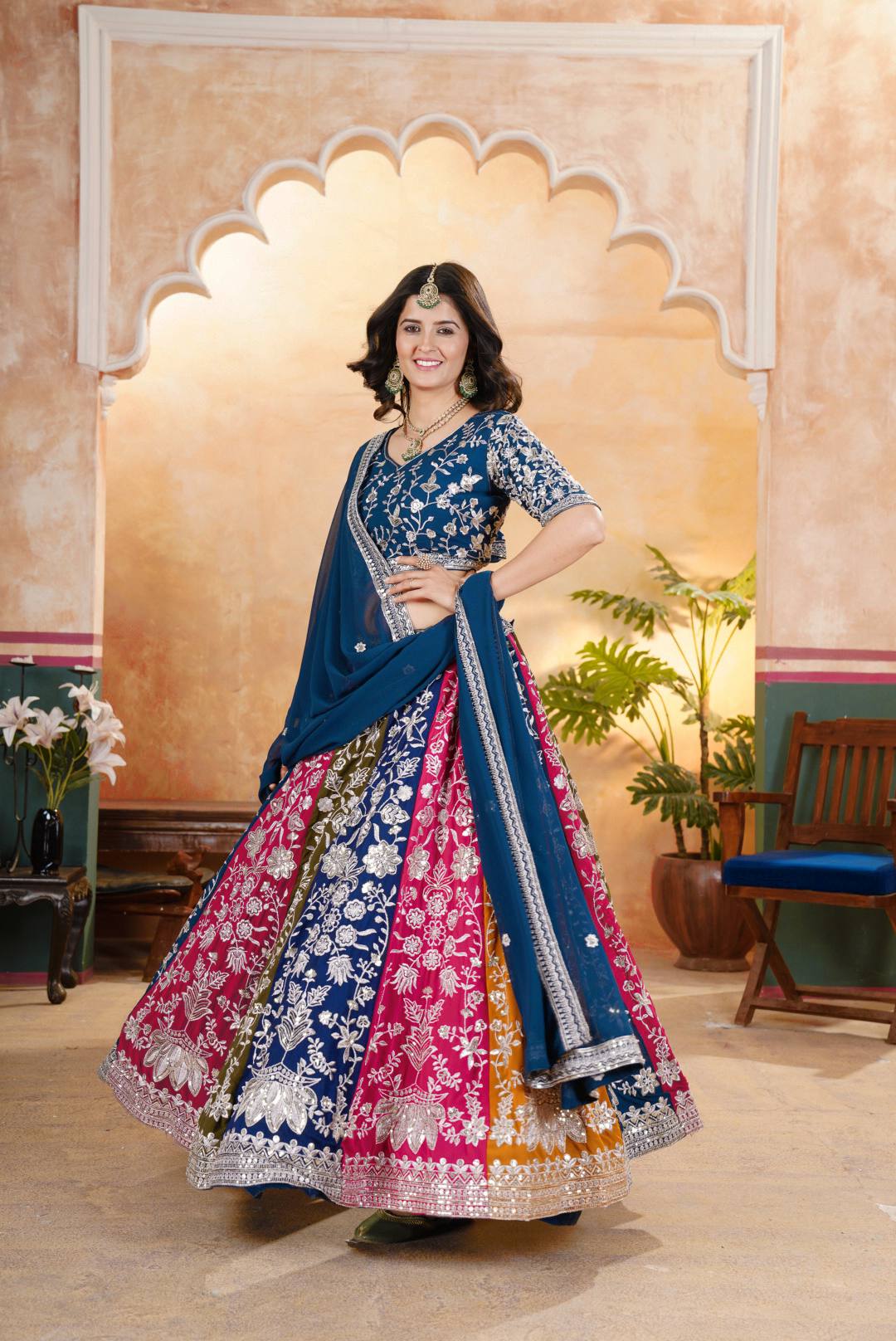 Multi Color Designer Faux Georgette Lehenga Choli