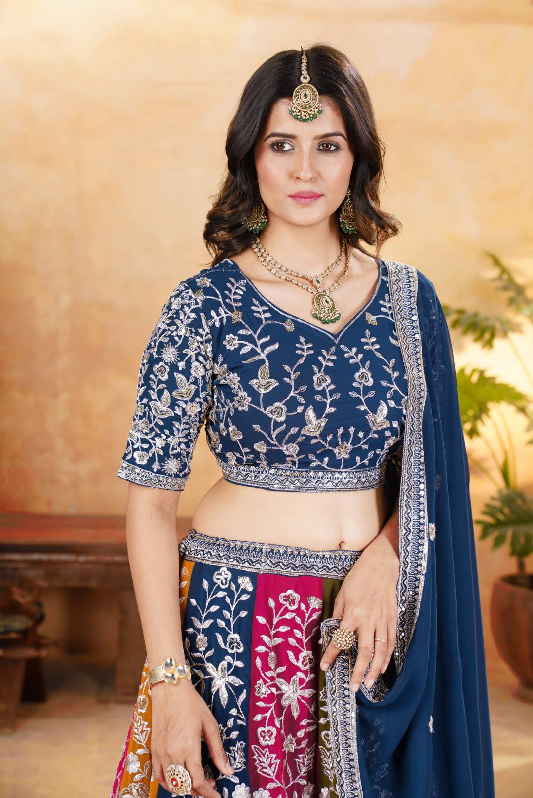 Multi Color Designer Faux Georgette Lehenga Choli