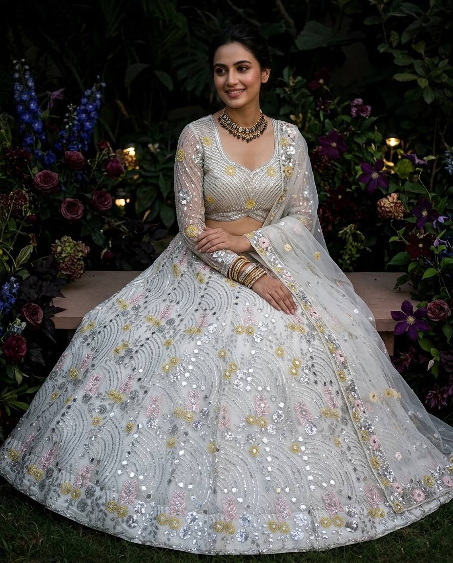 White Color Embroidered Designer Lehenga Choli