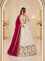 White Designer Chinon Silk Lehenga Choli