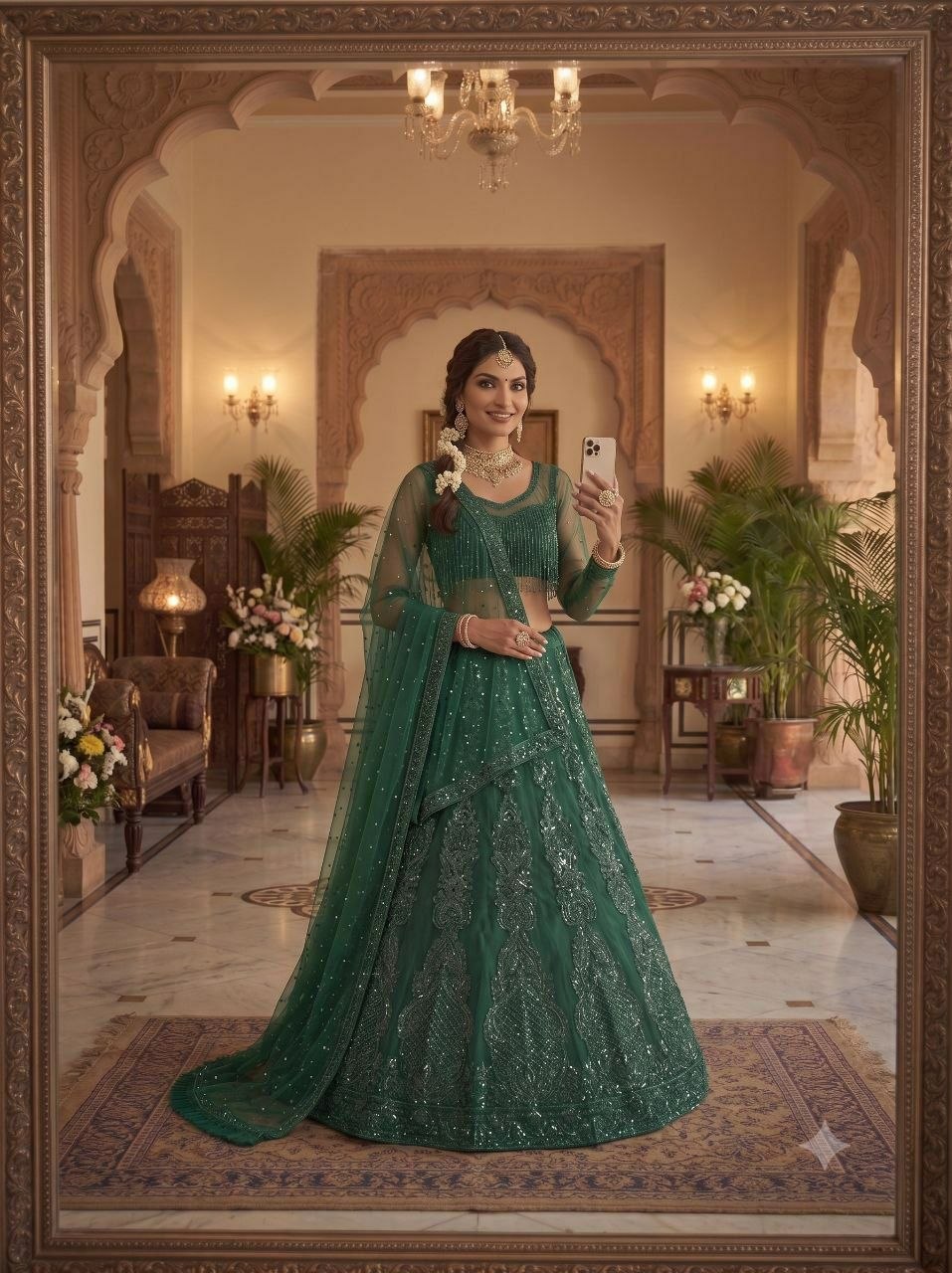 Green Color Premium Net Designer Lehenga Choli