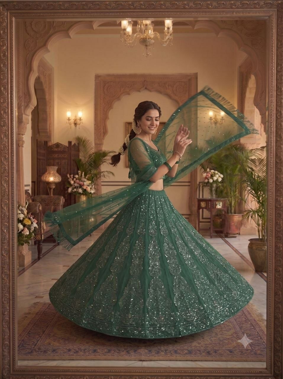 Green Color Premium Net Designer Lehenga Choli