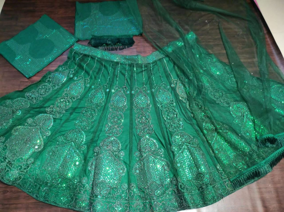 Green Color Premium Net Designer Lehenga Choli