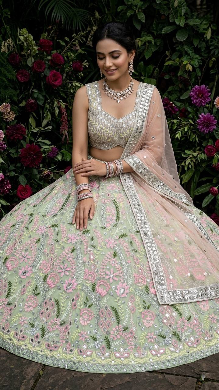 Designer Soft NetEmbroidery Lehenga Choli