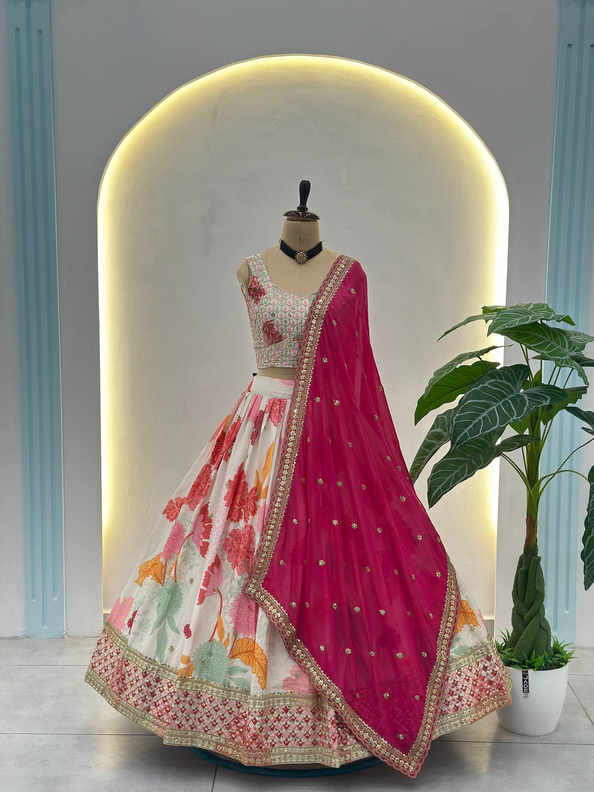 Pink Color Designer Chinon Silk Lehenga Choli