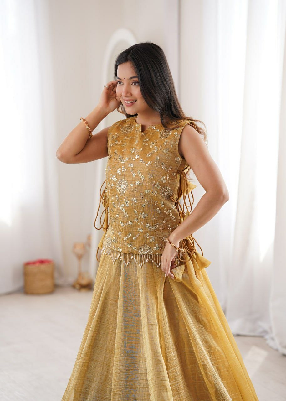 Cream Designer Salsa Crush Embroidered Lehenga Choli