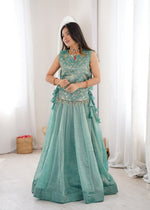 Sky Blue Designer Salsa Crush Embroidered Lehenga Choli
