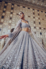 Gray Color Designer Shimmer Silk Lehenga Choli