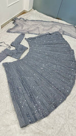 Gray Color Designer Shimmer Silk Lehenga Choli