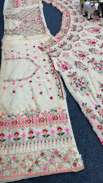 White Designer Faux Georgette Lehenga Choli with Embroidery Work
