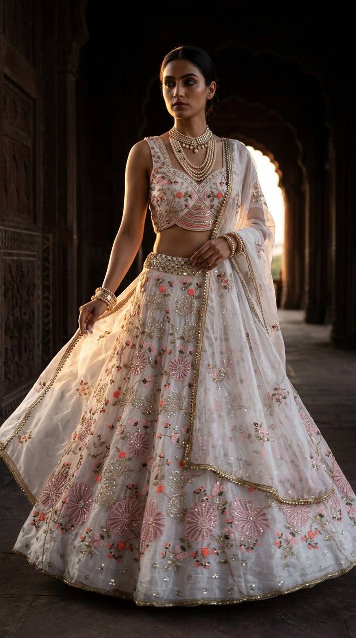 Buy Premium Tabby Silk Lehenga Choli with Pearl Embroidery