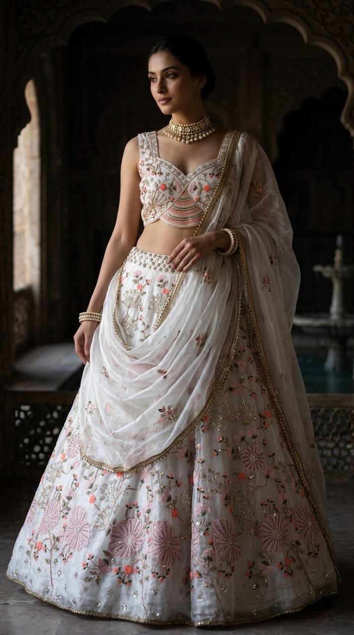 Buy Premium Tabby Silk Lehenga Choli with Pearl Embroidery