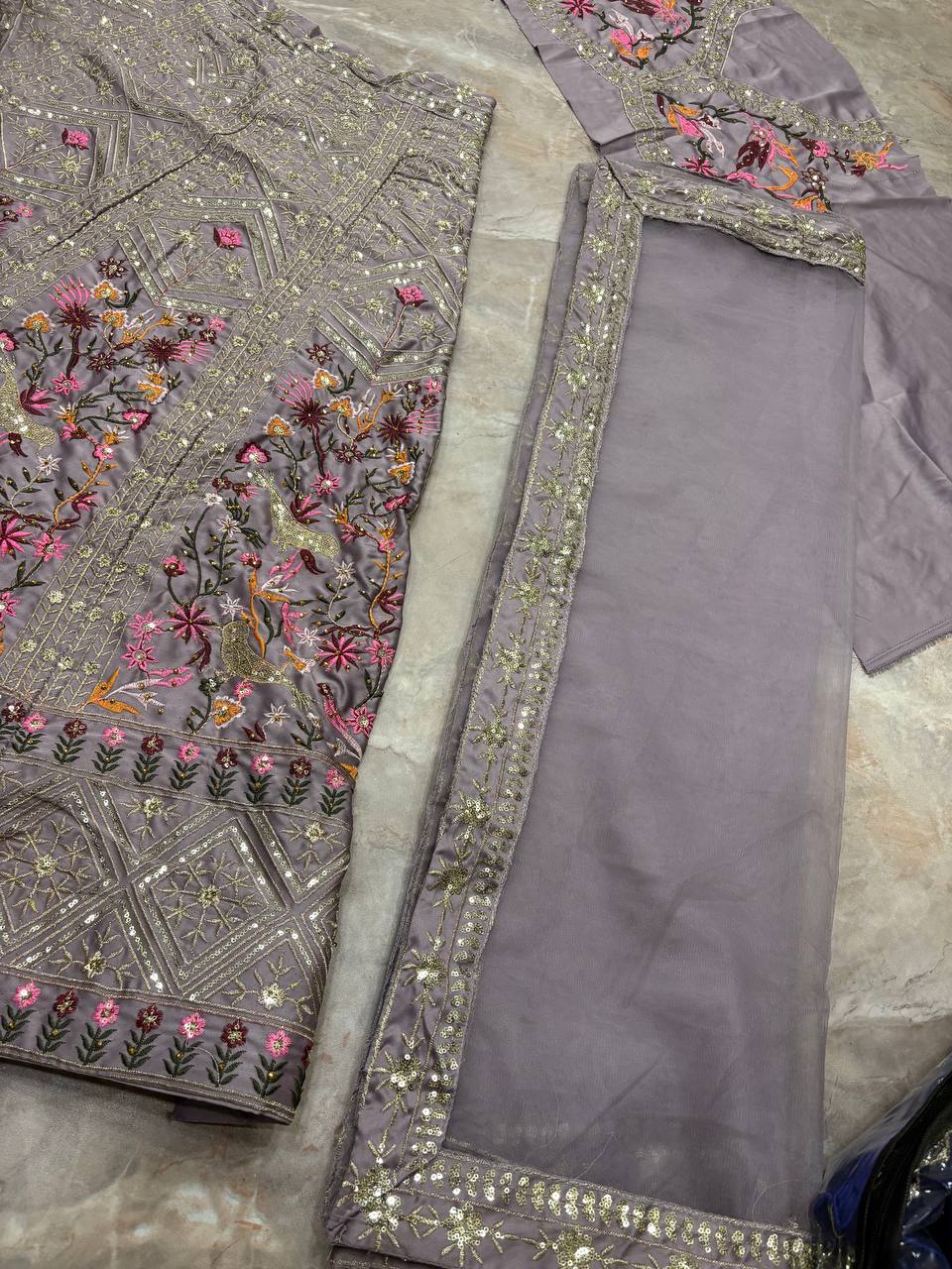 Luxury Japan Satin Silk Lehenga Choli with Embroidery