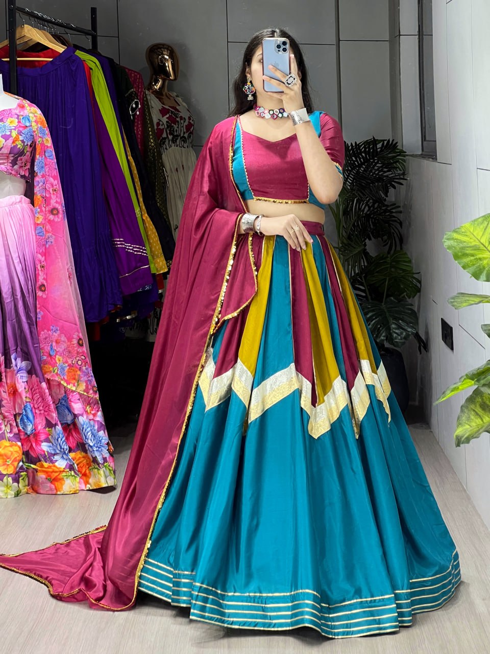 Designer Chinon Traditional Lehenga Choli Set