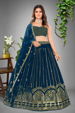 Elegant Rama Green Color Georgette Lehenga Choli