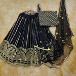 Elegant Black Color Georgette Lehenga Choli