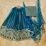 Elegant Rama Green Color Georgette Lehenga Choli