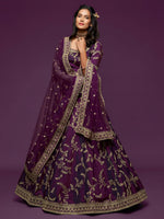 Purple Color Art Silk Embroidered Lehenga Choli with Soft Net Dupatta