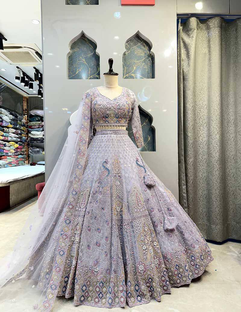 Premium Light Purple Soft Net Embroidered Lehenga Choli
