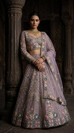 Premium Light Purple Soft Net Embroidered Lehenga Choli