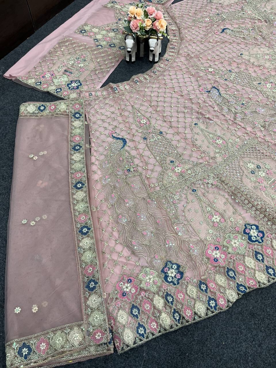 Premium Baby Pink Color Soft Net Embroidered Lehenga Choli