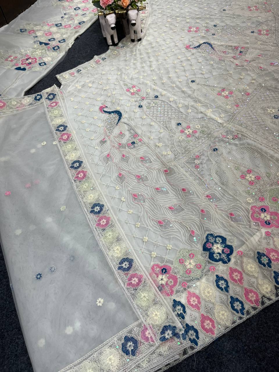 Premium White Color Soft Net Embroidered Lehenga Choli