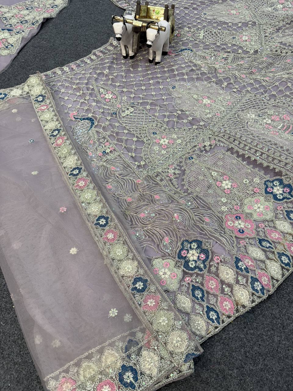 Premium Light Purple Soft Net Embroidered Lehenga Choli