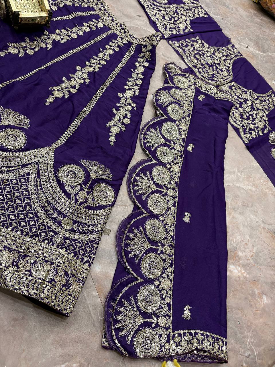 Blue Color Star Georgette Embroidered Lehenga Choli