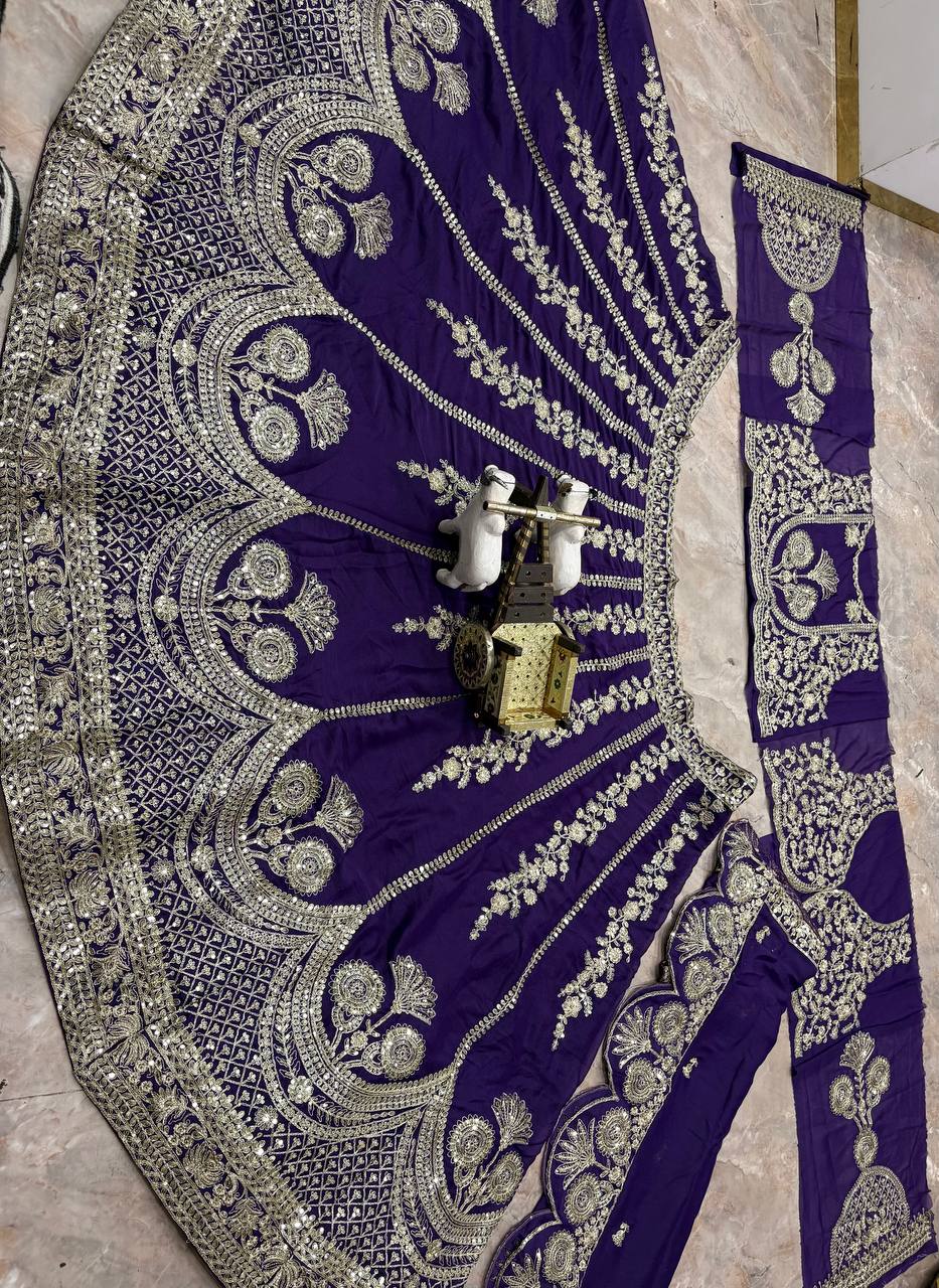 Blue Color Star Georgette Embroidered Lehenga Choli