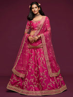 Premium Bright Pink Art Silk Embroidered Lehenga Choli