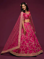 Premium Bright Pink Art Silk Embroidered Lehenga Choli