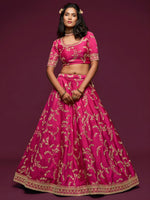 Premium Bright Pink Art Silk Embroidered Lehenga Choli