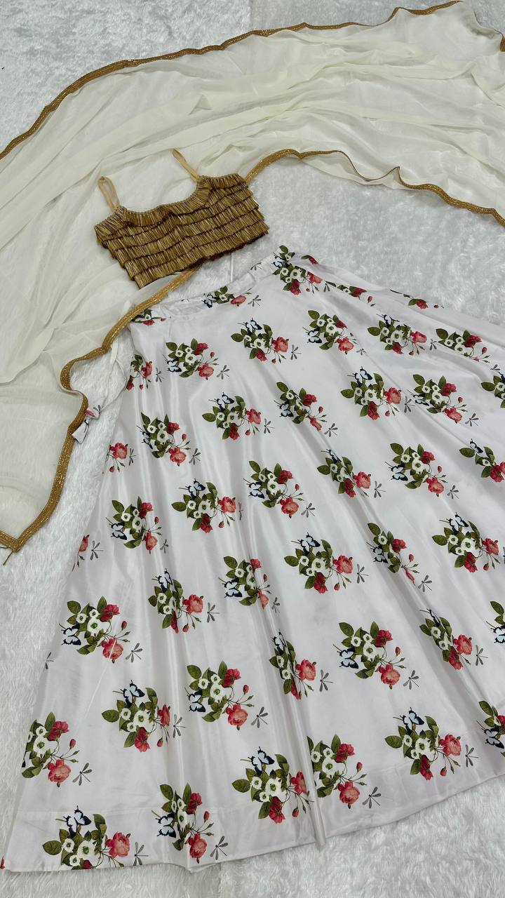 White Color Designer Silk Lehenga Choli