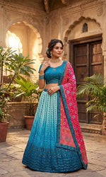 Designer Blue Color Chinon Silk Lehenga Choli