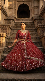 Red Color Embroidered Soft Net Lehenga Choli